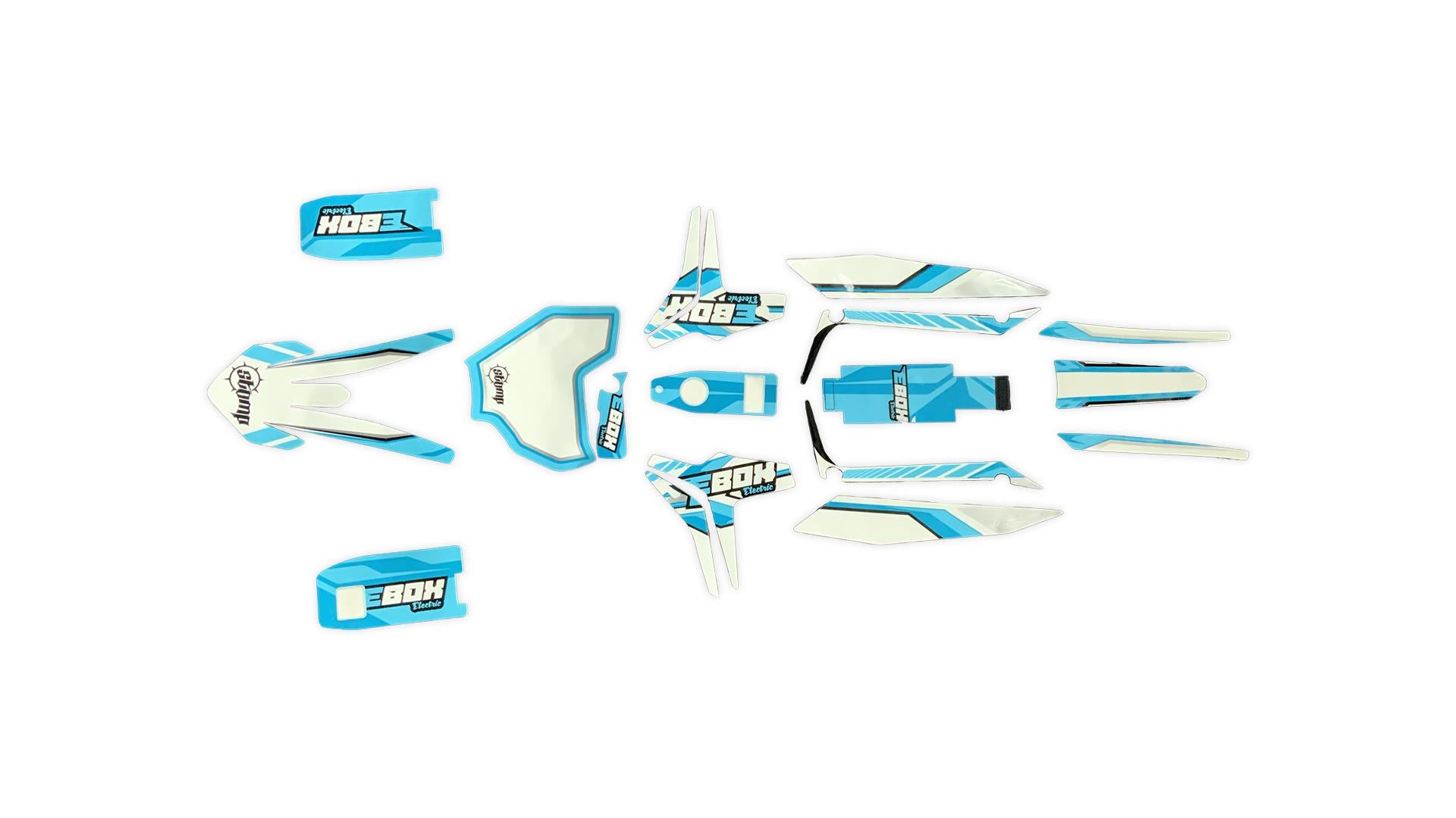 EBOX Graphics Kit (Light Blue) – (E-Box 1, 1.6, 2, 2.0, V2) – ZoomBikes